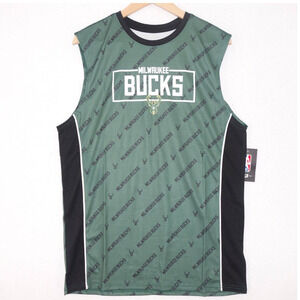 NEW Milwaukee Bucks NBA Authentic Tee Sleeveless Jersey Logo Men's Large